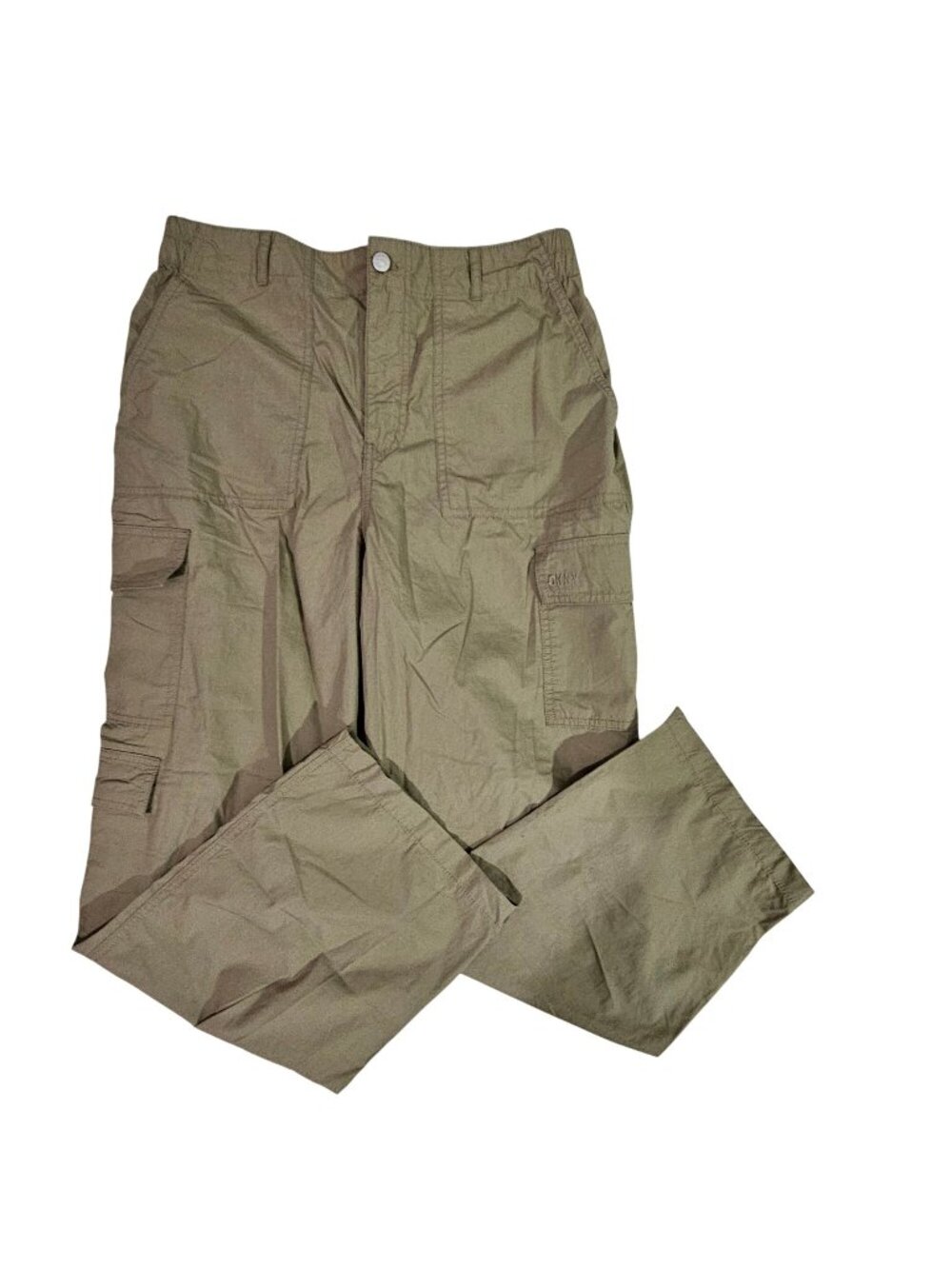 DKNY Jeans Mens Khaki Cargo Pants Size L Cotton Large Pockets Relaxed Fit